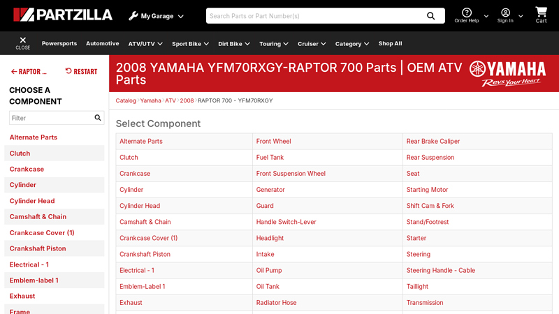 Yamaha Raptor 700 OEM Parts - YFM70RXGY