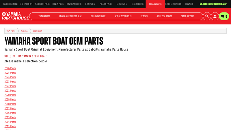 Yamaha Sport Boat OEM Parts