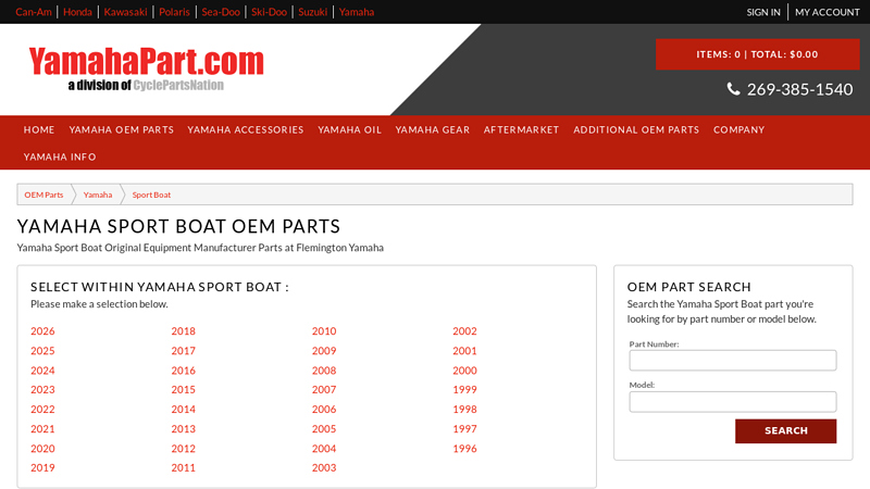 Yamaha Sport Boat OEM Parts