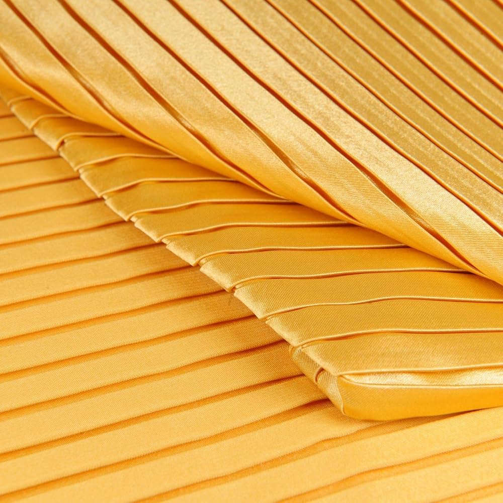 Yellow Gold Pleated Satin Fabric