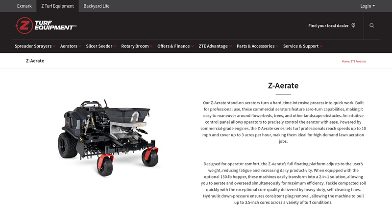 Z-Aerate Stand-On Aerator Models