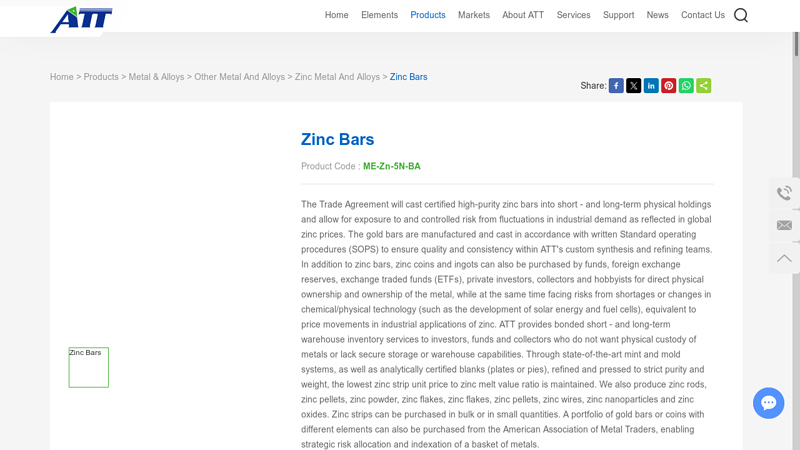 Zinc Bars Manufacturer US