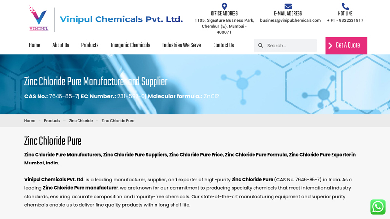 Zinc Chloride Pure supplier – manufacturer