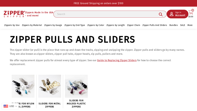 Zipper Pulls And Sliders