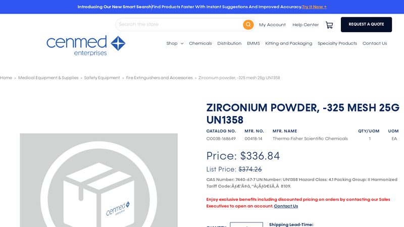 Zirconium Powder 325 Mesh 25G Un1358